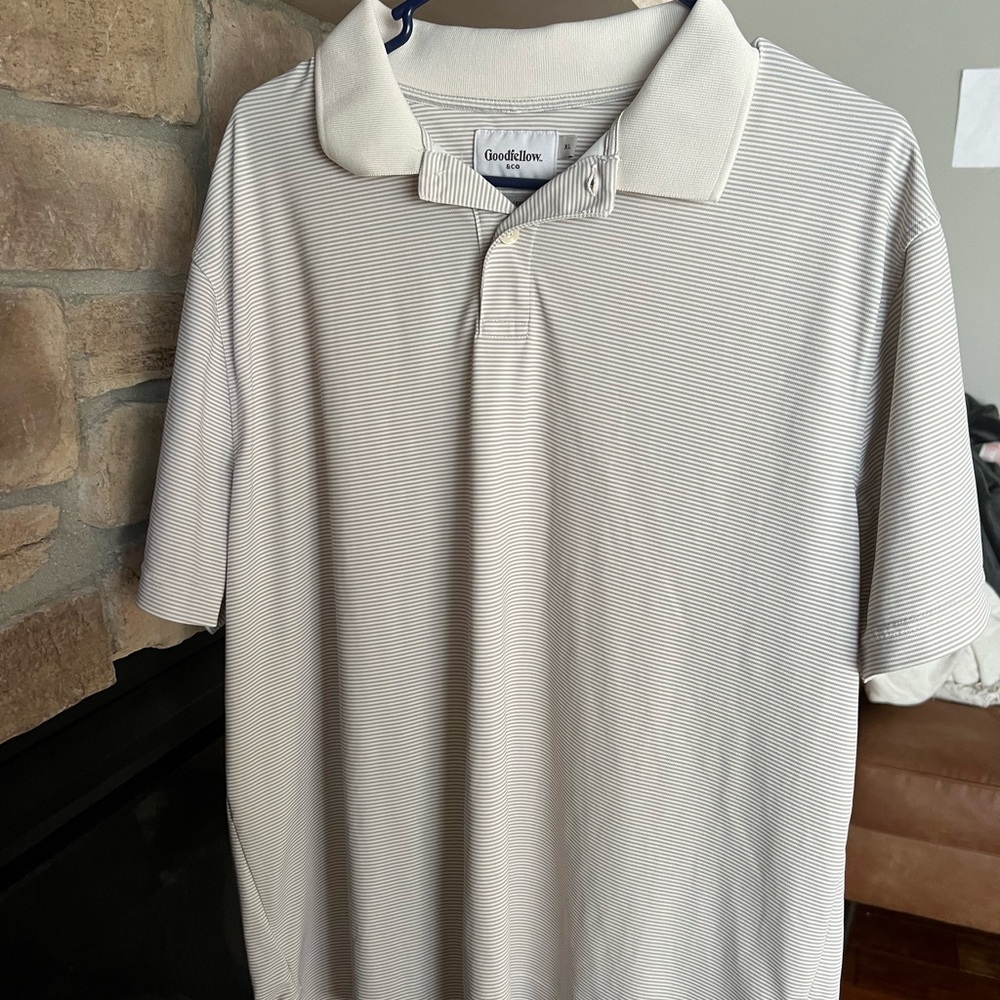 Goodfellow & Co Cream Striped Polo Shirt